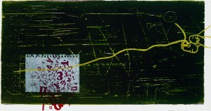 «Γραφή 2» ξυλογραφία και λινόλεουμ, 2003, 22x42