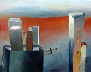 «Μοναχικό σταυροδρόμι», ελαιογραφία σε μουσαμά, 2009, 80x100