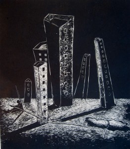 «Εικόνα περιπλάνησης 3» ξυλογραφία, 2007, 57x49